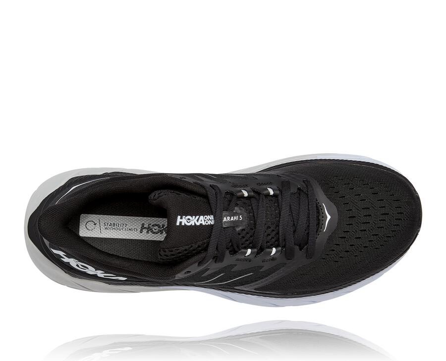 Running Shoes Mens - Hoka One One Arahi 5 - Black/White - FGVUEJK-56